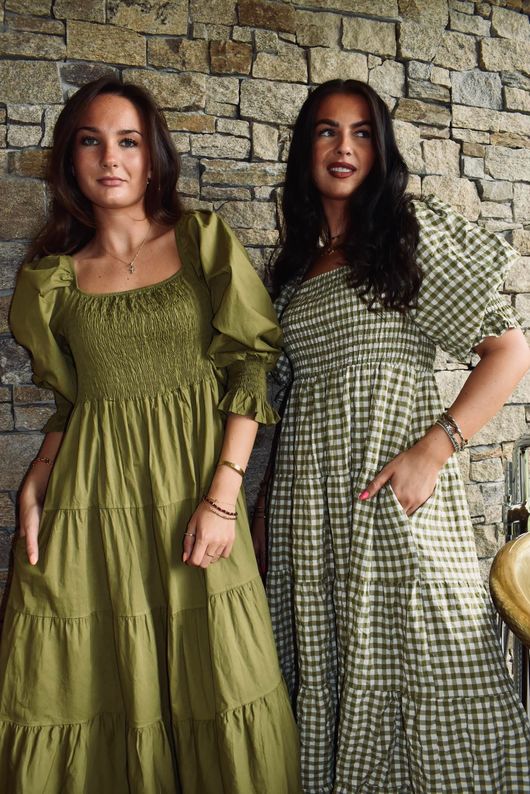 Nonni Gingham Darling Dress Olive